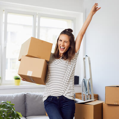 Woman apartment moving