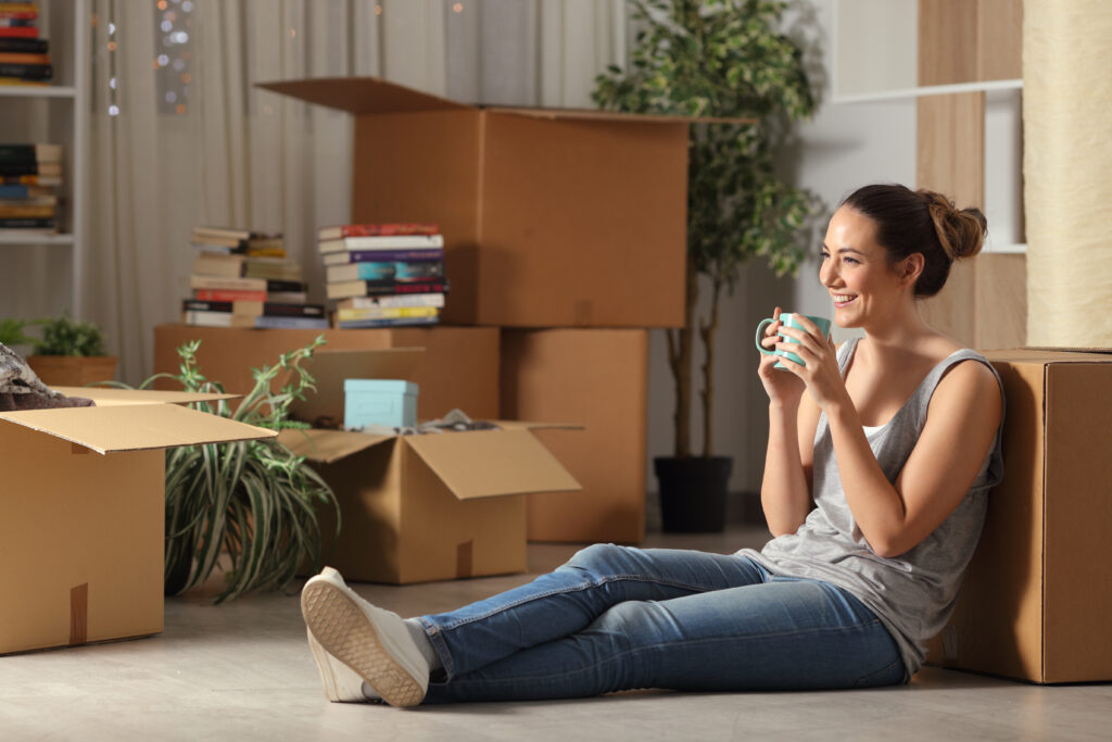 Woman with moving boxes